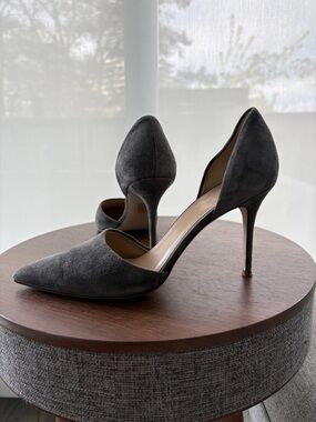 J. Crew Gray Suede D'Orsay Pointed Pumps